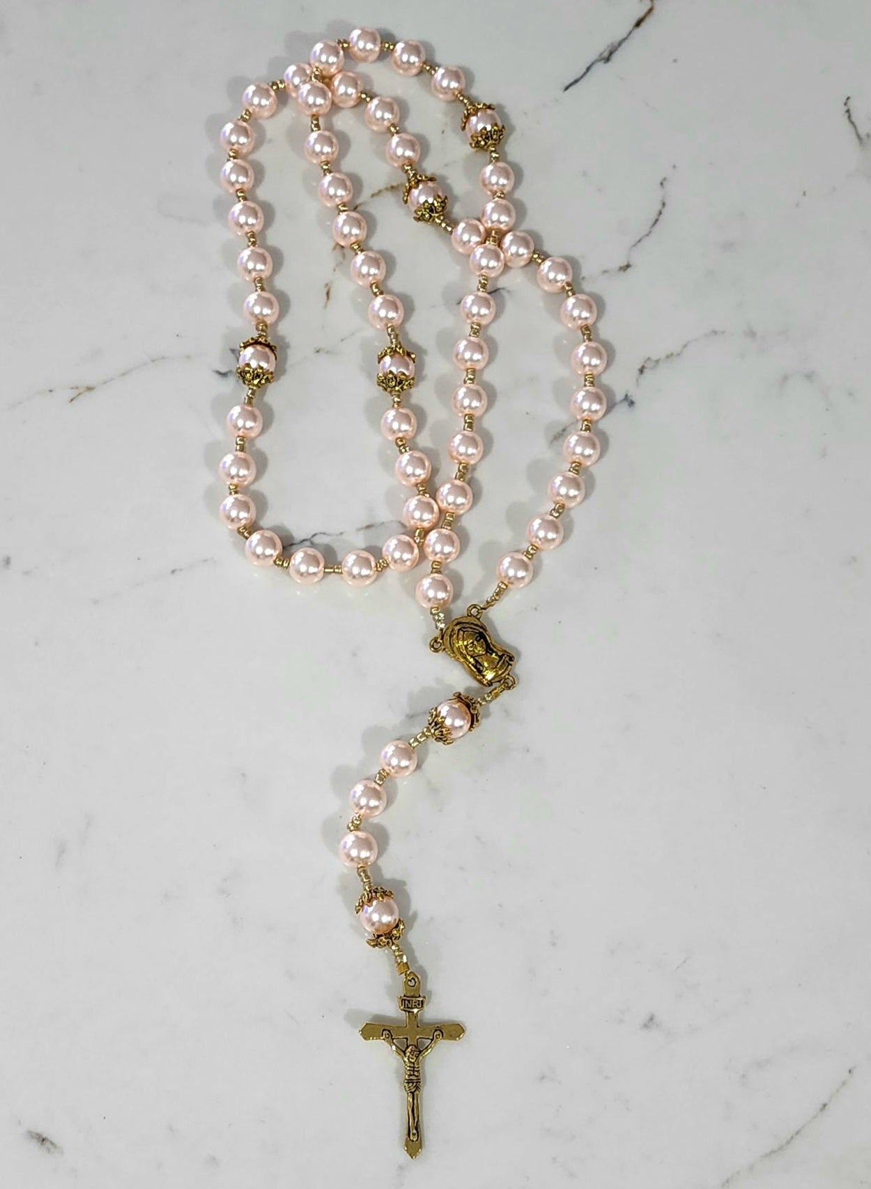 Light Pink Pearl Rosary