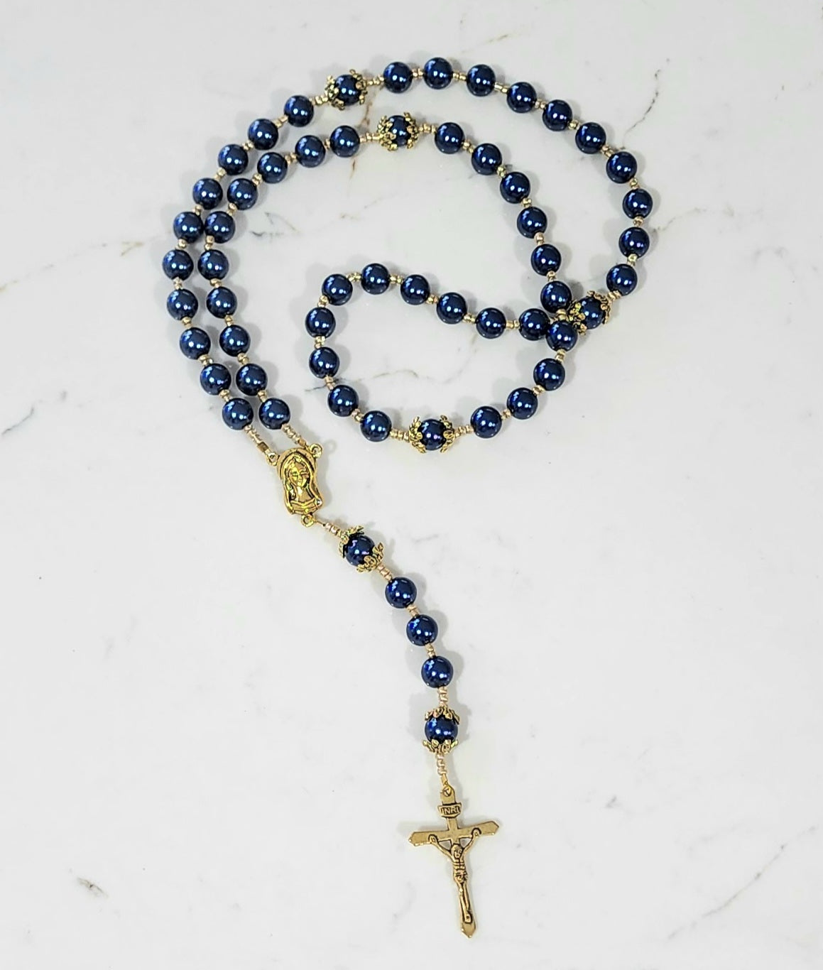 Navy Pearl Rosary