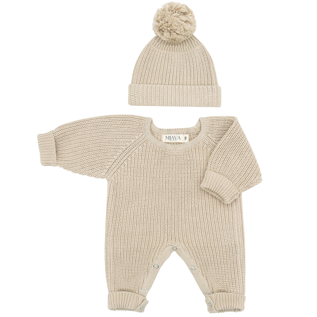 Beige knitted onesie set