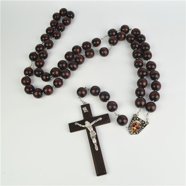 Holy Family wooden Round Bead Rosary