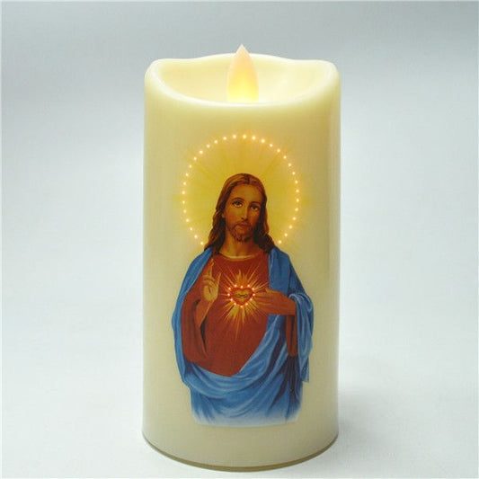 Light up led candle with Jesus