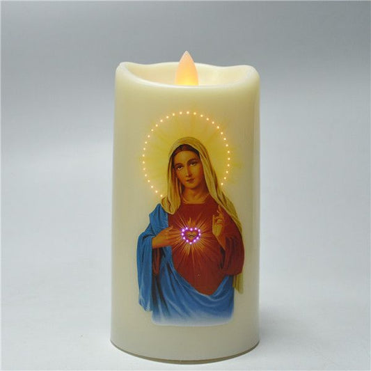 Light up led candle with Mary