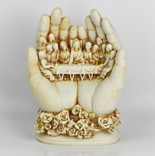 Large Last Supper inside Palm Hand Statue