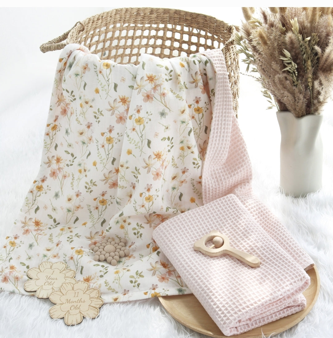 Floral Waffle Double Sided Blanket